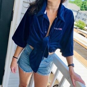 Reebok vintage 90s retro soft velvet blue shirt top unisex